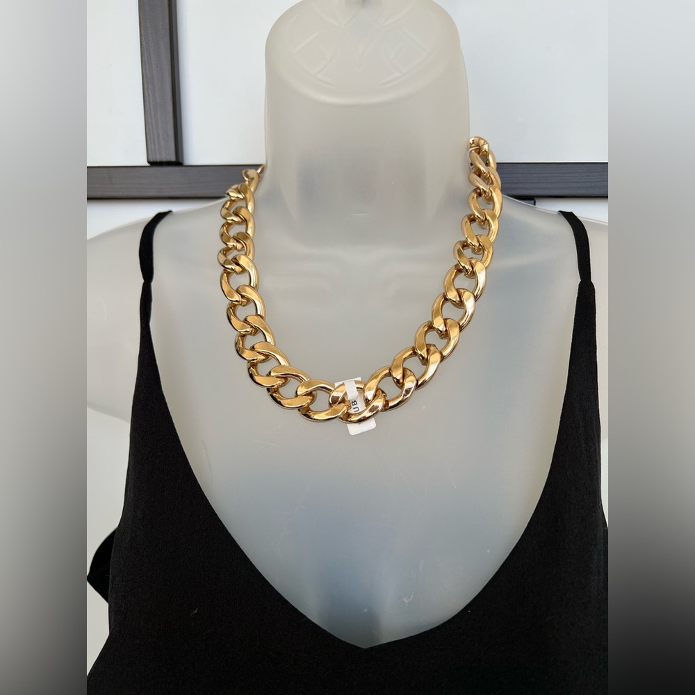 NWT Baublebar Chunky Curb Chain Necklace Gold Adjustable Statement